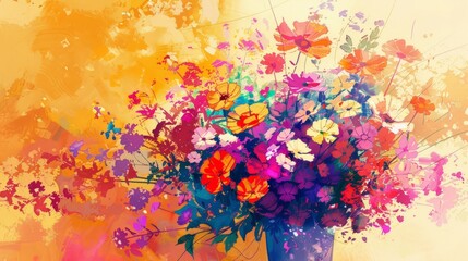 Wall Mural - A bunch of flowers, color field, made of flowers