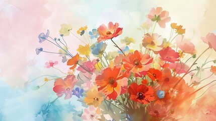 Wall Mural - A bunch of flowers, color field, made of flowers