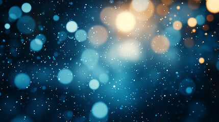 Poster - Warm Bokeh Light Particles with Blue and Gold Tones