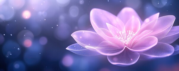 bright shiny transparent flower with dark bokeh background