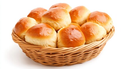 Sticker - Fluffy dinner rolls with a golden crust arranged in a basket isolated on white background essential Thanksgiving bread option 