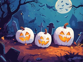 Wall Mural - halloween background with pumpkins