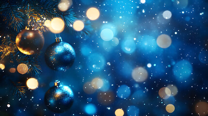 Sticker - The Christmas blue background is made up of abstract magic light and bokeh. 3D rendering.