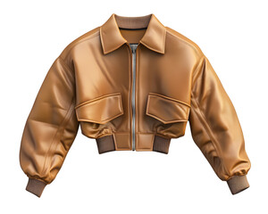 3D rendering blank cropped jacket mockup, transparent background