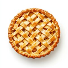 Sticker - Traditional apple pie with lattice crust symbolizing Thanksgiving Day isolated on white background 