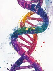 Poster - A colorful DNA strand with a rainbow of colors
