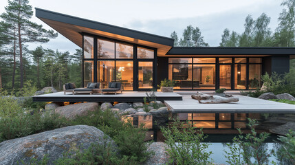 Wall Mural - architect-designed house in scandinavia.