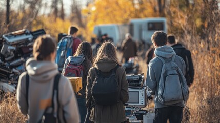 Autumn Film Crew in the Woods