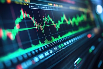 Poster - Stock market chart displaying bullish trend on blue background
