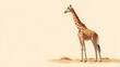 © Khukrit - Giraffe Surveying the Arid Landscape in Japanese Anime Style
