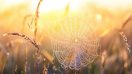 spider web with dew drops