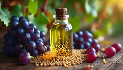 Poster - Grapeseed Extract Surrounded by Fresh Grapes and Seeds