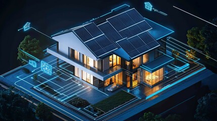 Poster - Modern Smart Home with Solar Panels and Integrated Technology