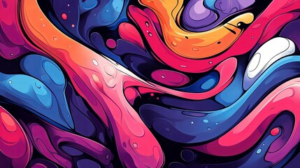 Abstract Swirling Shapes in Vibrant Colors