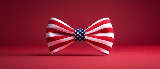 Stars and stripes bow, elegant folds, USA pride symbol, 3D illustration