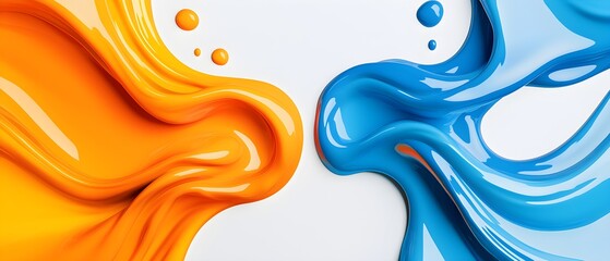 Vibrant paint splashes, blending abstract shapes, 3D illustration