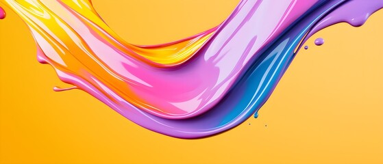 Vibrant paint splashes, blending abstract shapes, 3D illustration