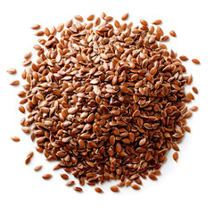 Wall Mural - Flax seeds pile isolated on white