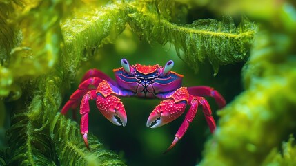 Wall Mural - red crab in the garden