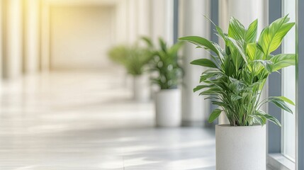 Wall Mural - Beautiful Green Plant in a Decorative Pot, Showcasing Lush Foliage Against a Soft Background for a Fresh and Serene Indoor Atmosphere