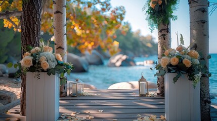 Wall Mural - This wedding arch backdrop features personalized signage for a unique wedding setting.