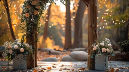 Wall Mural - This wedding arch backdrop features personalized signage for a unique wedding setting.