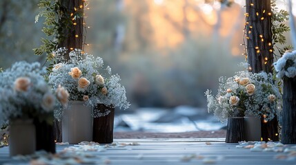 Wall Mural - This wedding arch backdrop features personalized signage for a unique wedding setting.