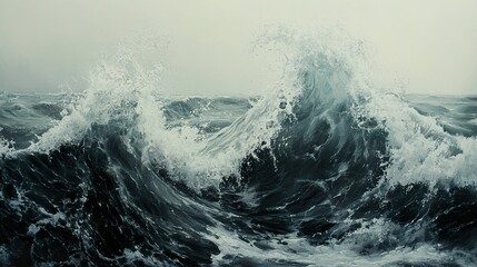 Poster - Powerful Waves Crashing in the Ocean - Dramatic Seascape Photography