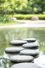 Sticker - Serene Swimming Pool Surrounded by Natural Rocks, Inviting Refreshment and Tranquility in a Scenic Outdoor Setting