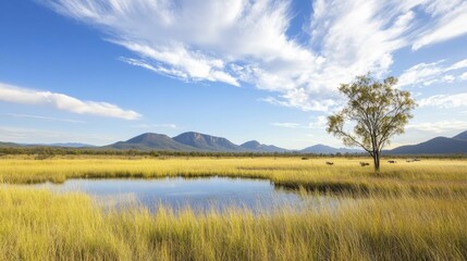 Sticker - Tranquil Lake Reflected in the Majestic Mountains Under a Clear Blue Sky, Showcasing Natures Beauty and Serenity in a Picturesque Landscape Setting