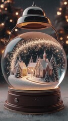 Wall Mural - Snow Globe with Winter Scene and Sparkling Lights