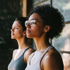 Wall Mural - Women with Glasses in Natural Light Portrait