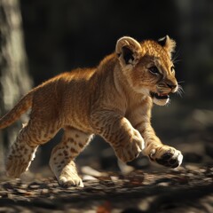 Wall Mural - Lion Cub Running.