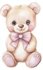 Poster - Cute Watercolor Teddy Bear.