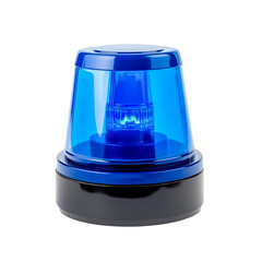 blue flashing police car siren light isolated on white transparent background