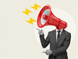 © MR.DEEN - Businessman with megaphone head, announcement or communication concept, Contemporary art collage, Modern design