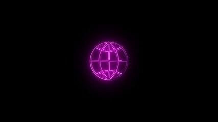 Neon Globe icon animated with black background>