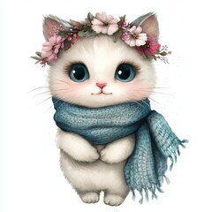 Poster - Cute Kitten with Flowers.