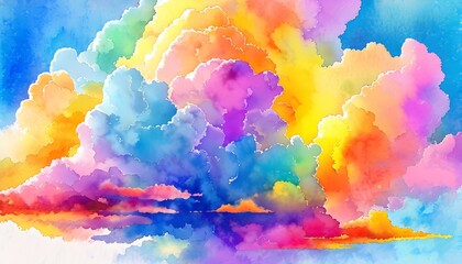 Wall Mural - Vibrant Abstract Cloud in Dreamy Watercolor Style, Ideal for Design Projects and Backgrounds