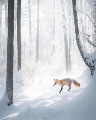 fox in winter woods.