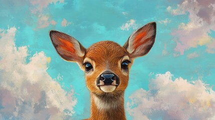 Canvas Print - Cute Deer Portrait.