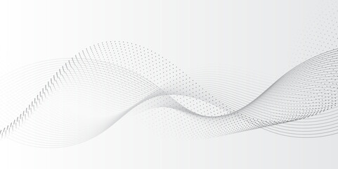 Wall Mural - Abstract grey, white smooth element swoosh speed wave modern stream background. Wave lines created using blend tool and dots. abstract frequency sound wave lines and twisted curve lines background.	