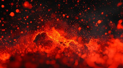 Aufkleber - powerful cosmic display unfolds as radiant red particles burst forth, dispersing into the black background. This high-energy explosion captivates with its fiery glow and dynamic movement.