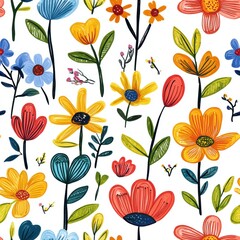 Wall Mural - Floral Seamless Pattern.