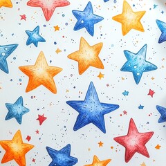 Canvas Print - Watercolor Star Pattern.