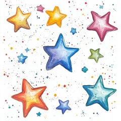 Wall Mural - Watercolor Stars.