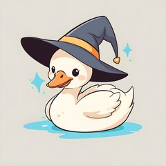 Poster - Cute Goose Wearing a Witch Hat