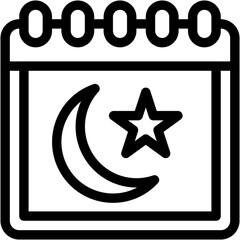 Sticker - Vector Icon Calendar, Date And Time, Moon, Star, Symbol