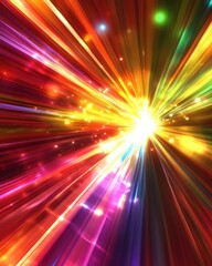 Poster - Abstract multicolored background featuring a burst of light with glossy effects and dynamic lines in a striking illustration