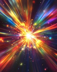 Poster - Abstract multicolored background featuring a burst of light with glossy effects and dynamic lines in a striking illustration
